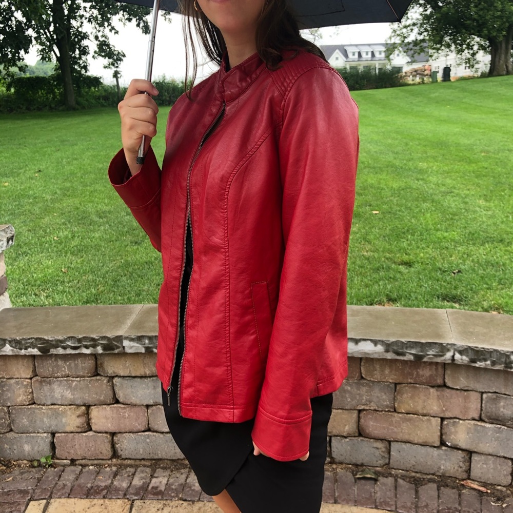 Christopher&Banks Red Faux Leather Jacket
